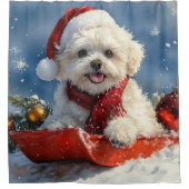 ビコンフリースドッグ雪のクリスマス シャワーカーテン (正面)