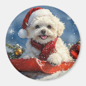 ビコンフリースドッグ雪のクリスマス マグネット (正面)