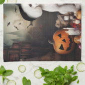 ビコンフリースパンプキンハロウィンホラー キッチンタオル (折り畳み)
