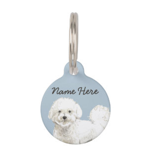 ビコンフリースホワイトドッグブルーかわいい ペット　ネームタグ