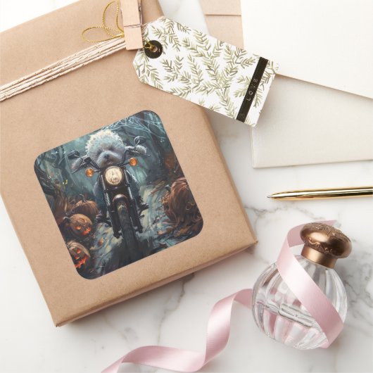 ビコンフリースライディングオートバイハロウィンホラー スクエアシール (ギフト)