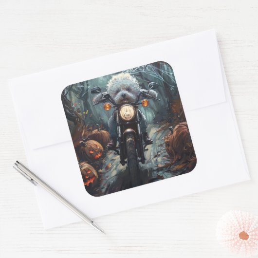 ビコンフリースライディングオートバイハロウィンホラー スクエアシール (封筒)