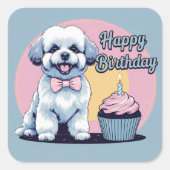 ビコンフリーズカラフル犬 スクエアシール (正面)