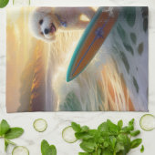 ビコンフリーズビーチ絵画サーフィン キッチンタオル (折り畳み)