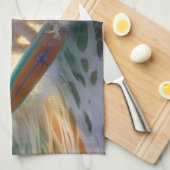 ビコンフリーズビーチ絵画サーフィン キッチンタオル (四つ折り)