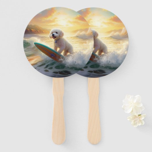 ビコンフリーズビーチ絵画サーフィン ハンドファン (正面&裏面)