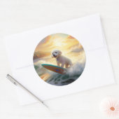 ビコンフリーズビーチ絵画サーフィン ラウンドシール (封筒)