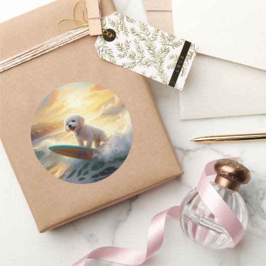 ビコンフリーズビーチ絵画サーフィン ラウンドシール (ギフト)