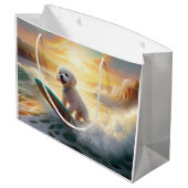 ビコンフリーズビーチ絵画サーフィン ラージペーパーバッグ (裏面アングル)