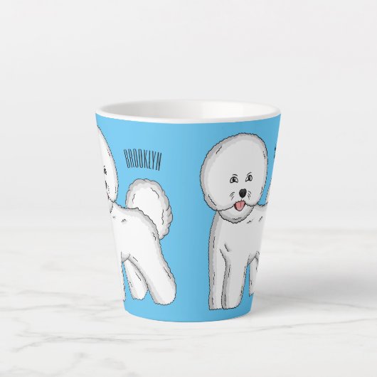 ビコンフリーズ犬の漫画イラストレーション カフェラテマグ (正面)