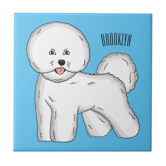 ビコンフリーズ犬の漫画イラストレーション タイル (正面)