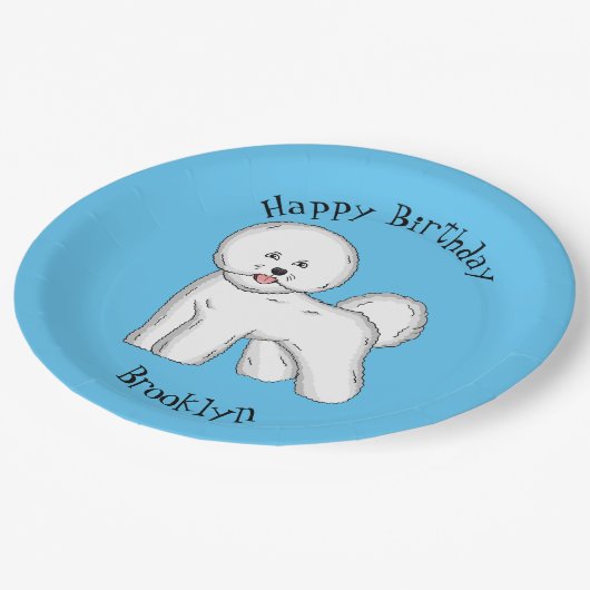 ビコンフリーズ犬の漫画イラストレーション ペーパープレート (アングル)