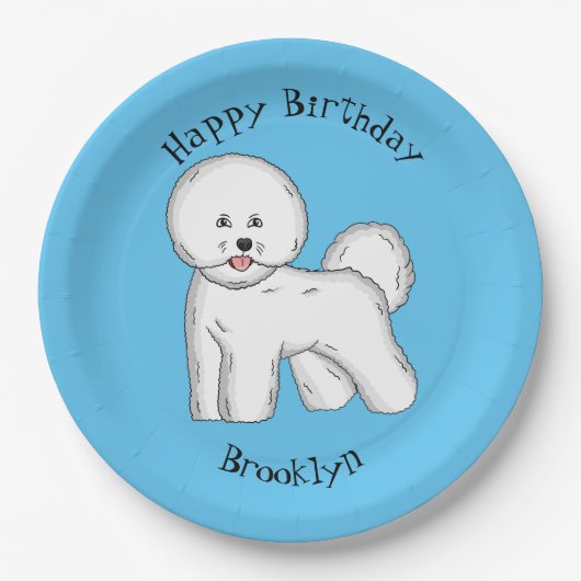 ビコンフリーズ犬の漫画イラストレーション ペーパープレート (正面)