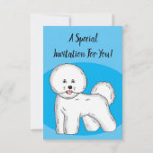 ビコンフリーズ犬の漫画イラストレーション 招待状 (裏面)