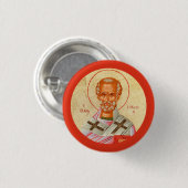 ビザンチンのキリスト教の正教会のアイコン:聖ニコラス 缶バッジ (正面&裏面)