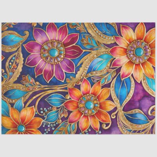 ビザンチンカラフルジュエルアートティッシュペーパー 薄葉紙 (正面)