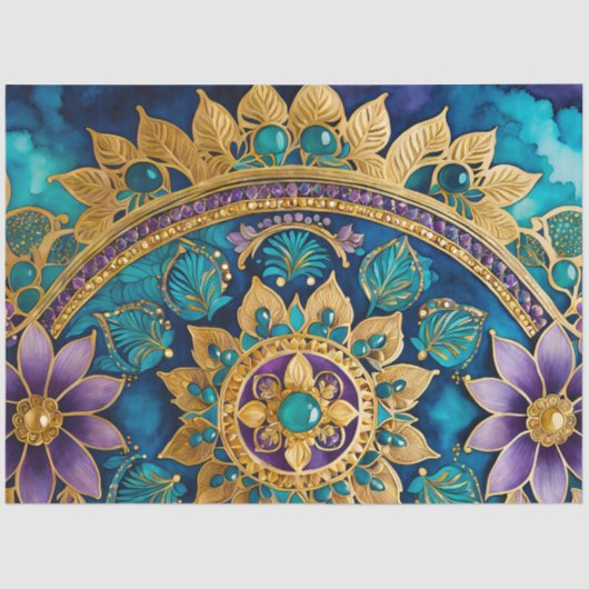 ビザンチンカラフルジュエルアートティッシュペーパー 薄葉紙 (正面)