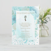 ビザンチンクラウニング式結婚の儀式ティール(緑がかった色) 招待状 (スタンド正面)