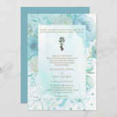 ビザンチンクラウニング式結婚の儀式ティール(緑がかった色) 招待状 (正面/裏面)