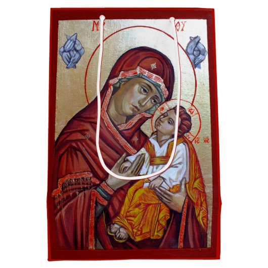 ビザンチンスタイルのアイコン聖メアリーテオトコス ミディアムペーパーバッグ (裏面)