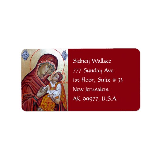 ビザンチンスタイルのアイコン聖メアリーテオトコス ラベル (正面)