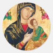 ビザンチンヴァージンメアリと子供のアイコンクリスマス ラウンドシール (正面)