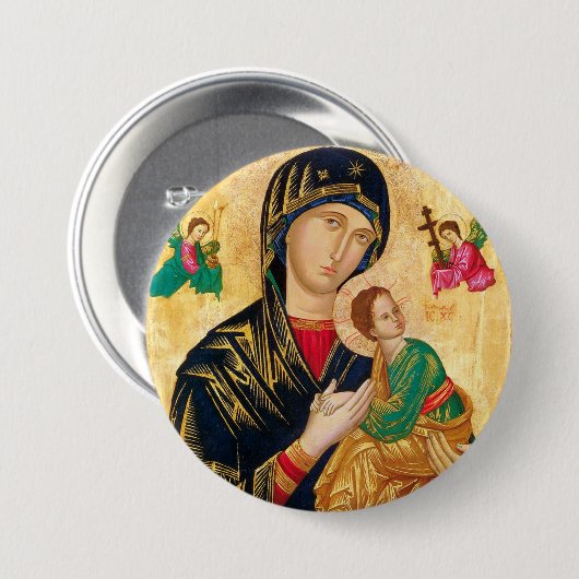 ビザンチンヴァージンメアリと子供のアイコンクリスマス 缶バッジ (正面&裏面)