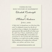 ビザンチン正統の東結婚礼儀聖カード (裏面)