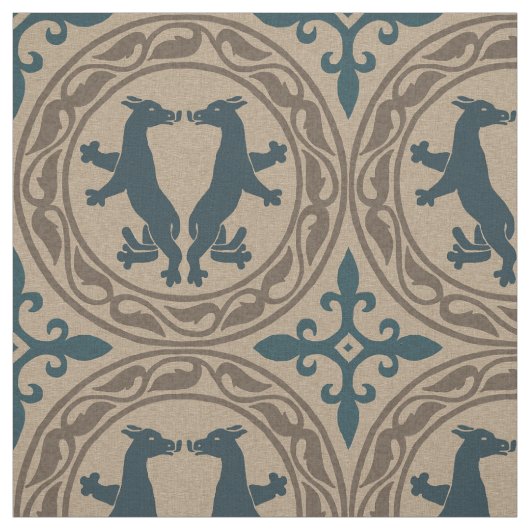 ビザンチン獣ブルーとタン ファブリック (見本)