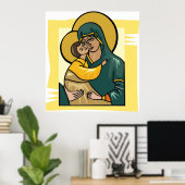 ビザンテモダンンヴァージンマリアと子供の宗教 ポスター (ホームオフィス)