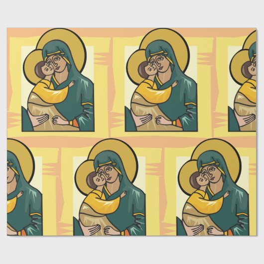 ビザンテモダンンヴァージンマリアと子供の宗教 ラッピングペーパー (フラット)