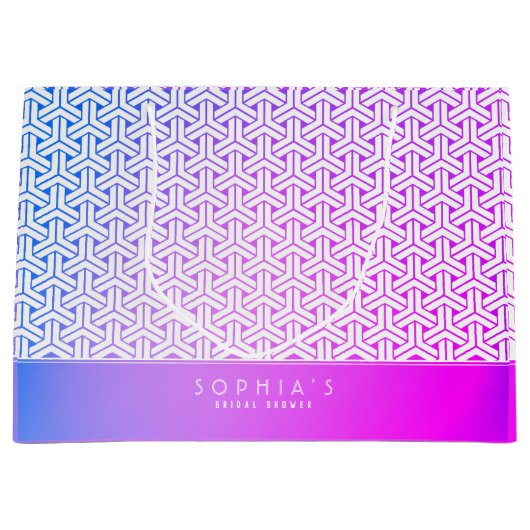 ビシャモンの亀甲柄 日本の着物 ギフトバッグ (正面)