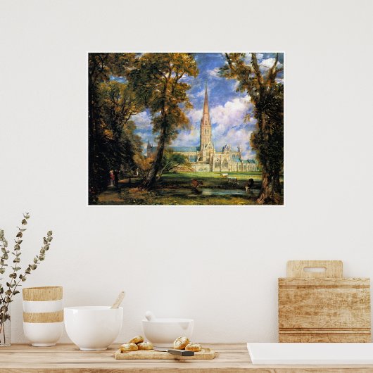 ビショップスの敷地内にあるソールズベリー大聖堂 ポスター (キッチン)