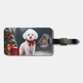 ビションフリゼの犬と雪のクリスマス ラゲッジタグ (裏面横)