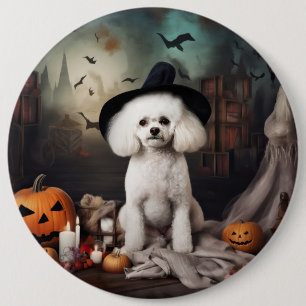 ビションフリーゼのかぼちゃ ハロウィーン スケアリー 缶バッジ