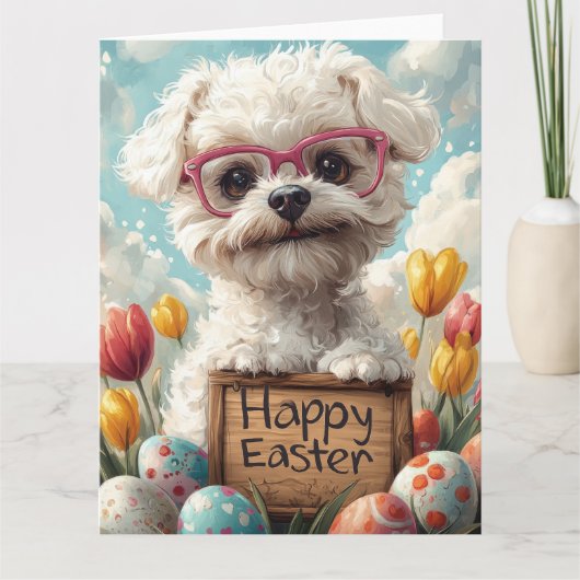 ビションフリーゼのイースターエッグ カード (正面)