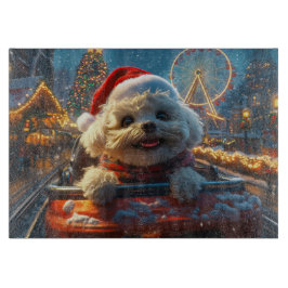 ビションフリーゼのジェットコースター クリスマス カッティングボード