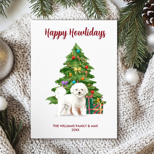 ビションフリーゼの家族クリスマス シーズンカード