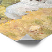 ビションフリーゼの牧場の景色 ポスター (角)