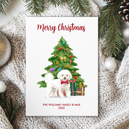 ビションフリーゼの犬のクリスマスパーソナライズ シーズンカード