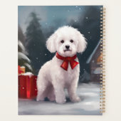 ビションフリーゼの犬の雪のクリスマス プランナー手帳 (裏面)