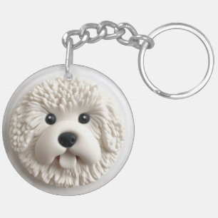 ビションフリーゼの犬 3Dデザイン キーホルダー