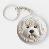 ビションフリーゼの犬 3Dデザイン キーホルダー (正面)