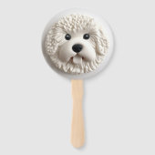 ビションフリーゼの犬 3Dデザイン ハンドファン (正面)