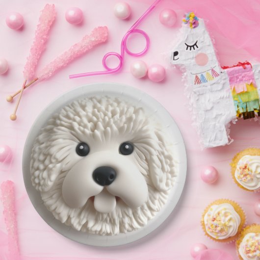 ビションフリーゼの犬 3D ペーパープレート (パーティー)