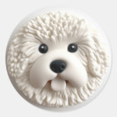ビションフリーゼの犬 3D ラウンドシール (正面)
