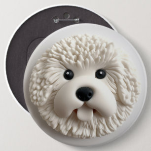 ビションフリーゼの犬 3D 缶バッジ