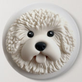 ビションフリーゼの犬 3D 缶バッジ (正面)
