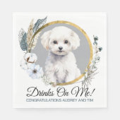 ビションフリーゼの結婚式ナプキン 犬の写真付き スタンダードランチョンナプキン (正面)
