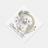 ビションフリーゼの結婚式ナプキン 犬の写真付き スタンダードランチョンナプキン (角)